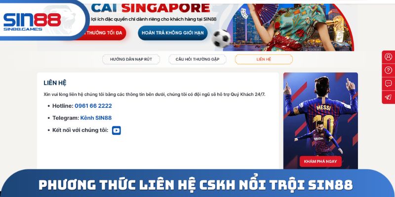 Phương thức liên hệ CSKH nổi trội SIN88