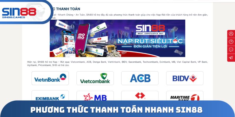 Phương thức thanh toán nhanh SIN88