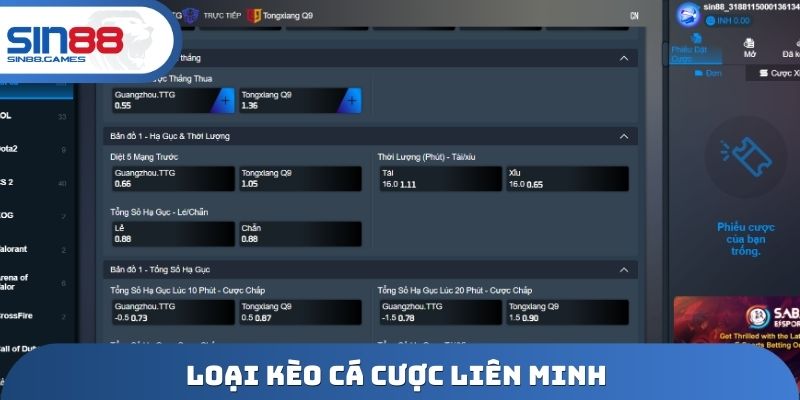 Loại kèo cá cược Liên minh